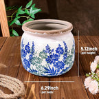 Flower Pot,Vintage Ceramic Pot for Planter with Drainage Holes, 6.29 inch Ice Crack Glazed Small Planters Pot for Indoor,Tucan Home Decor,Gardening Gifts (Art Deco)