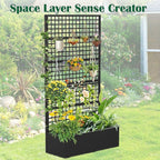 Metal Planter Box with Trellis 36" L x 16" W x 72" H, Raised Garden Bed with Privacy Screen, Privacy Planters for Climbing Plants, Flowers, Vegetables, Fruits