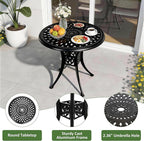 30.31" Outdoor Patio Dining Table, Cast Aluminum Patio Table, Patio Bistro Table, Patio Furniture Set with 2.36" Umbrella Hole for Balcony Lawn Garden Backyard