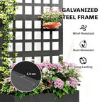 Outsunny Galvanized Raised Garden Bed with Trellis, Metal Planter Box with Drainage Holes, Outdoor Privacy Screen for Climbing Plants, Vegetable, Vines, 24" x 9" x 44.5", Black