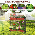 Raised Garden Beds with Legs, Elevated Planter Box Outdoor for Vegetables, Flowers, Herbs, Indoor Standing Garden Bed with Drainage Holes for Backyard Patio Gardening, Red