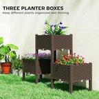 Outsunny Plastic Raised Garden Bed with Legs, Self Watering Elevated Planter Boxes with Drainage Holes and Plugs, Easy Assembly Outdoor Planter Box for Patio Yard Balcony, Vegetables, Flowers, Herbs