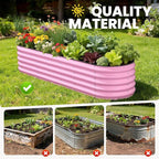 Galvanized Raised Garden Bed 8x2x1.5 FT, Oval Metal Raised Garden Bed Outdoor Planter Box with Open Bottom, Rust-Resistant Steel Garden Bed for Vegetables Herbs Flowers, Easy Assembly