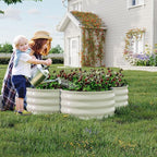 Garvee 2 Pack Galvanized Raised Garden Bed, Outdoor Planter Box with Open Base for Herbs, Veggies & Flowers. Rust-Resistant Raised Garden Beds, Ground-Connected Design for Deep Root Growth