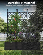 3 PCS Raised Garden Bed with Trellis & Privacy Screen, 50"w x 63"Tall Vertical Garden Planter Box for Climbing Plants - Sturdy Lightweight Outdoor Planter for Vegetables, Flowers on Patio, Balcony