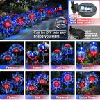 Anordsem Solar Garden Lights Outdoor: Bendable Copper Wire with 120 LED Firework Beads - Red Waterproof DIY Fairy Decorations for Yard Patio Path - Gifts for Women Mom Homeowners