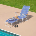 Camp & GO 4-Position Folding Web Lawn Chair Outdoor Lounger, Blue/White undefined/White