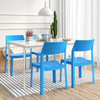 VECELO 4 Pack Stackable Dining Chairs, Plastic Patio Chairs for Indoor Outdoor Use in Kitchen, Poolside, No Assembly, Matte Blue