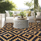 SAND MINE Reversible Mats, Plastic Straw Rug, Modern Area Rug, Large Floor Mat and Rug for Outdoors, RV, Patio, Backyard, Deck, Picnic, Beach, Trailer, Camping, Black & Brown, 9' x 12'