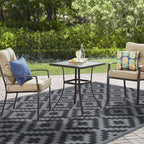 SAND MINE Waterproof Outdoor Rug 5x8 ft, Plastic Reversible Rug, Modern Area Rug, Large Floor Mat for Outdoors, RV, Patio, Backyard, Deck, Picnic, Beach, Camping, Black Grey Lattice