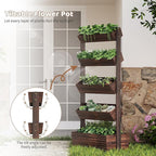 FILWH Wooden Raised Garden Bed Vertical Planter Box, Freestanding Plant Stand for Indoor Outdoor Plants, Herbs, Flowers, Vegetables, Gardening (Carbonized, 5-Tier，29.9 x 17.9 x 68in)