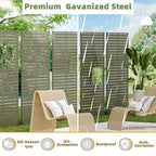 Casaphoria Metal Privacy Screen Outdoor, 72" H x 35" W Freestanding Decorative Privacy Screen for Patio Deck Balcony Garden with Stable Base, Green-Louvered