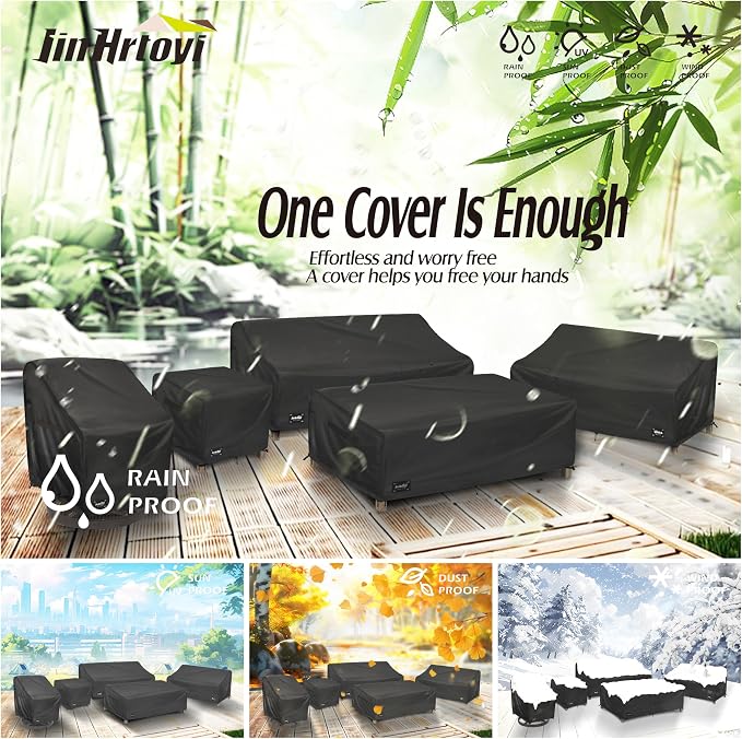 JinHrtoyi 3-Seater Outdoor Couch Cover, 85Wx38Dx35H inches Outdoor Furniture - Image 6