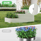 GarveeLife Galvanized Tiered Raised Garden Bed Kit with Open Base – 43x63x31.5 Oval Ground-Connected Planter for Vegetables, Herbs & Flowers (Modular 3 in-1Design),Beige
