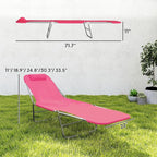 Outsunny Folding Chaise Lounge Chair, Pool Sun Tanning Chair, Outdoor Lounge Chair with Reclining Back, Breathable Mesh Seat, Headrest for Beach, Yard, Patio, Pink