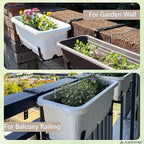 Window Box Brackets for Railing- 2 Pcs Adjustable Planter - Sturdy, Stable Flower Box Brackets for Railings, Balconies and Fences- Upright Railing Plant Holder (Black 2 Pack)