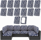 Cushion Covers for Patio, 14 Piece Stretch Set in Baroque Print