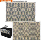 SAND MINE Reversible Mats, Plastic Straw Rug, Modern Area Rug, Large Floor Mat and Rug for Outdoors, RV, Patio, Backyard, Deck, Picnic, Beach, Trailer, Camping (8' x 10', Grey Tan Lattice)