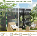 Casaphoria Metal Privacy Screen Outdoor, 72" H x 47" W Freestanding Decorative Privacy Screen for Patio Deck Balcony Garden with Stable Base, Black-Adams