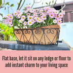 LaLaGreen Wal Planters - 4 Pack, 16 Inch Deck Railing Hanging Basket, Window Flower Boxes Outdoor Black Metal Plant Pot Holder Coco Liner Fence Planter Balcony Garden Patio Porch Farmhouse Boho Decor