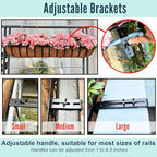LaLaGreen Railing Planters Box (2 Pack, 30") Black Metal Large Rectangular Window Flower Box with Coco Liner, Wall Hanging Planter for Outdoor Plants Deck Rail Horse Troughs Fence Balcony Porch Garden