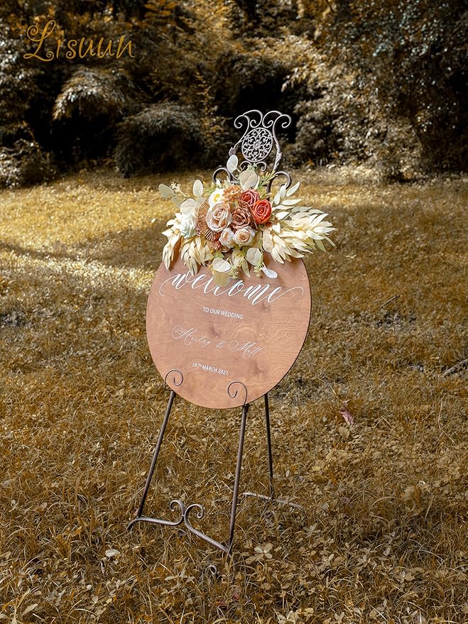 Artificial Flowers Swag Set, 40-Inch Champagne Silk Wedding Arch Florals