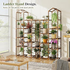 EnHomee Plant Stand Indoor Plant Stands Outdoor Tall Plant Shelf for 19-25 Pots Corner Tiered Plants Stands for Multiple Plants Wood Hanging Plants Holder for Garden Balcony Patio Window Porch