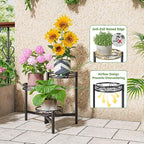 3-Tier Plant Stand Outdoor,Metal Plant Stand for Multiple Plants, Folding Tall Plant Rack Display Shelf for Corner Living Room Porch Patio Garden Office - BalckCircle