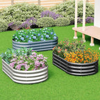 zizin Oval Galvanized Raised Garden Bed Kit 8x2x1ft Metal Planter Box for Outdoor Vegetables, Silver