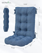 SERWALL HDPE Outdoor Rocking Cushion Set of 2, Memory Foam Cushion Navy