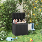 32 Gallon Outdoor Storage Box, Large Resin Deck Box for Patio Cushions, Garden Tools, Pool Accessories, Waterproof and Lockable Design, Storage Bench for Backyard & Deck(Black)