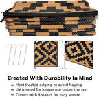SAND MINE Reversible Mats, Plastic Straw Rug, Modern Area Rug, Large Floor Mat and Rug for Outdoors, RV, Patio, Backyard, Deck, Picnic, Beach, Trailer, Camping, Black & Brown, 9' x 12'