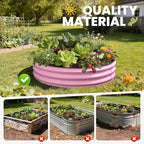 Galvanized Raised Garden Bed 4×4×1 FT, Round Metal Raised Garden Bed Outdoor Planter Box with Open Bottom, Rust-Resistant Steel Garden Bed for Vegetables Herbs Flowers, Easy Assembly