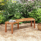 Tangkula Outdoor Curved Bench, Acacia Wood Fire Pit Bench w/Slatted Seat, Patio Backless 2-Person Seating for Porch, Yard, Garden, 800 LBS Max Load, Oil Painted (1, 58")
