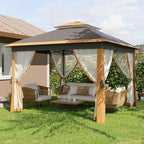11'x11 Pop-Up Gazebo, Instant Outdoor Canopy Tent with Mosquito Nettings, Durable Steel Frame, Water and UV Proof, for Patio, Garden, Courtyard, Party (Khaki)