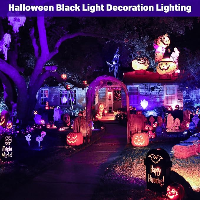 Halloween Outdoor Blacklight Spotlight,12W Outdoor Black Lights for Glow Party,Purple LED Landscape Lighting for Yard Garden Poster Bar Decoration,4Pack