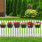 MADHOLLY Railing Planter with Drainage Holes - 6Pcs Sturdy Bucket Pots for Railing Fence, Countryside Style Metal Flower Pots for Herbs Balcony Garden Yard Decor, Black