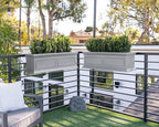 Veradek Brixton Series Plastic Railing Planter - Rectangular Planter for Outdoor Deck/Balcony | Crack-Resistant with Adjustable Rail Attachment | Classic Estate Design for Herbs, Succulents, Flowers