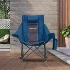 Oversized Rocking Camping Chair with Headrest & Cup Holder - 400lbs Capacity, 600D Oxford Fabric, Easy Fold Portable Outdoor Rocker Chair for Camping, Backyard, Beach, Blue