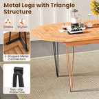 Tangkula 71" Outdoor Dining Table for 6, Oval Teak Wood 6 Person Patio Table with 2" Umbrella Hole, Metal Legs, Safety Locks and Wood Tabletop, Outside Table for Garden, Poolside & Backyard
