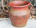 Egyptian Era Designed Earthen Ware Terra-Cotta Vessel/Planter with Looped Handles (Flared Lip Distressed Red Earth)