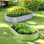 Galvanized Raised Garden Bed, 8x4x1 FT Thickening Planter Boxes Outdoor, Raised Beds for Gardening, Easy Assembly Large Garden Bed for Vegetables, Fruits, Flowers (2-Pack)