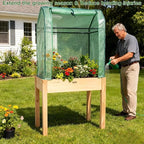 Raised Garden Bed with Greenhouse Cover,Elevated Wood Planter Box with Legs & Non-Woven Liner,34" L x18 W x 66" H Indoor Outdoor Gardening Bed for Vegetables, Herbs, Flowers