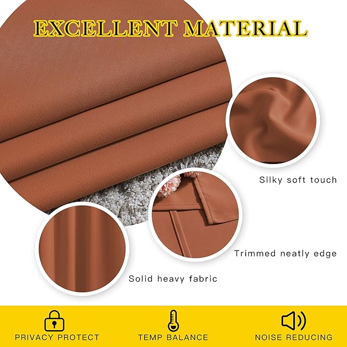 Blackout Curtain for French Door – Burnt Orange, W100 x L84, 1 PC