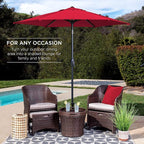 Best Choice Products 7.5ft Heavy-Duty Round Outdoor Market Table Patio Umbrella w/Steel Pole, Push Button Tilt, Easy Crank Lift - Red