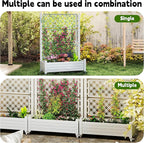 EasyUp Raised Garden Bed with Trellis for Climbing Plants,Outdoor Herb Garden Planter with Drainage Plug and Gauge,Durable Dust-Proof Resin for Garden, Patio, Balcony, and Backyard