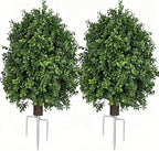 QIANYUN Boxwood Topiary Bush – Artificial Shrubs for Outdoors, Artificial Boxwood Topiary Ball Tree, UV Resistant Evergreen for Front Porch, Garden, Yard & Balcony Decor