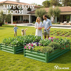 YITAHOME 6x3x1ft 2pcs Large Raised Garden Bed Kit, Galvanized Metal Planter Box with Gloves, Ground Nails, Support Rod, Outdoor Above Ground Planters for Plants Vegetables Flowers, Green