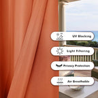 BONZER Outdoor Curtains for Patio Water Resistant Heavy Privacy Light Filtering Grommet Outside Curtains for Porch, Pergola, Gazebo, 1 Panel, 54W x 84L inch, Mecca Orange