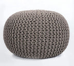 FRELISH DECOR Round Pouf Ottoman Hand Knitted 100% Cotton Pouf - Foot Stool - Knitted Bean Bag - Floor Chair for Living Room Bedroom - Foot Rest for Couch (20 Diameter x 14 Height) - Beige